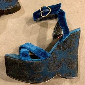 Vintage Betsey Johnson Velvet Platform Wedges
